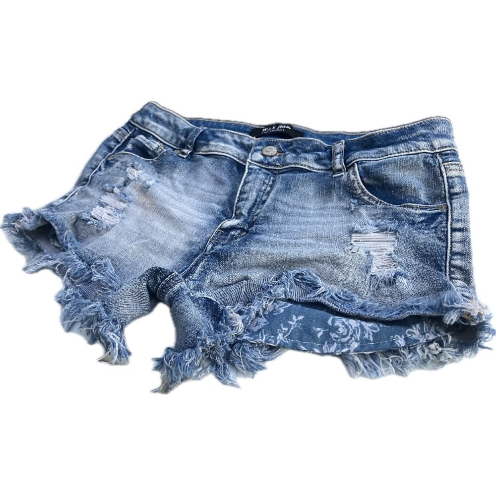Wax Jean Blue Distressed Jean Shorts